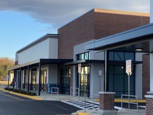 beautiful image highlighting the style of the canopy solutions at Awnings by Bigley & Hogshire's Publix Job site